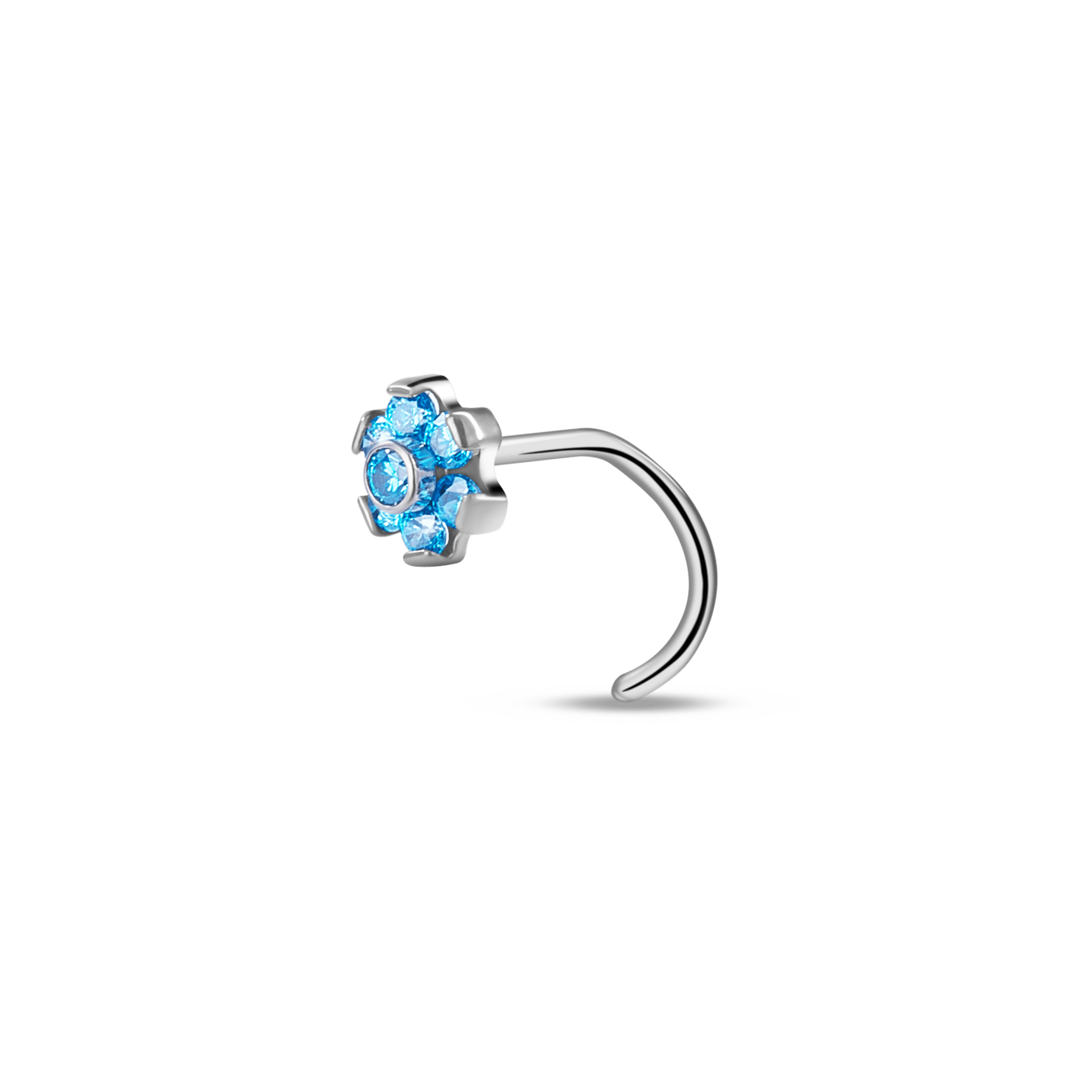 Piercing naso fiore azzurro in argento - NovaNavel