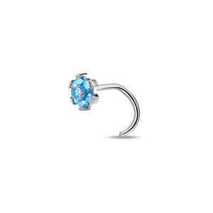 Piercing naso fiore azzurro in argento - NovaNavel
