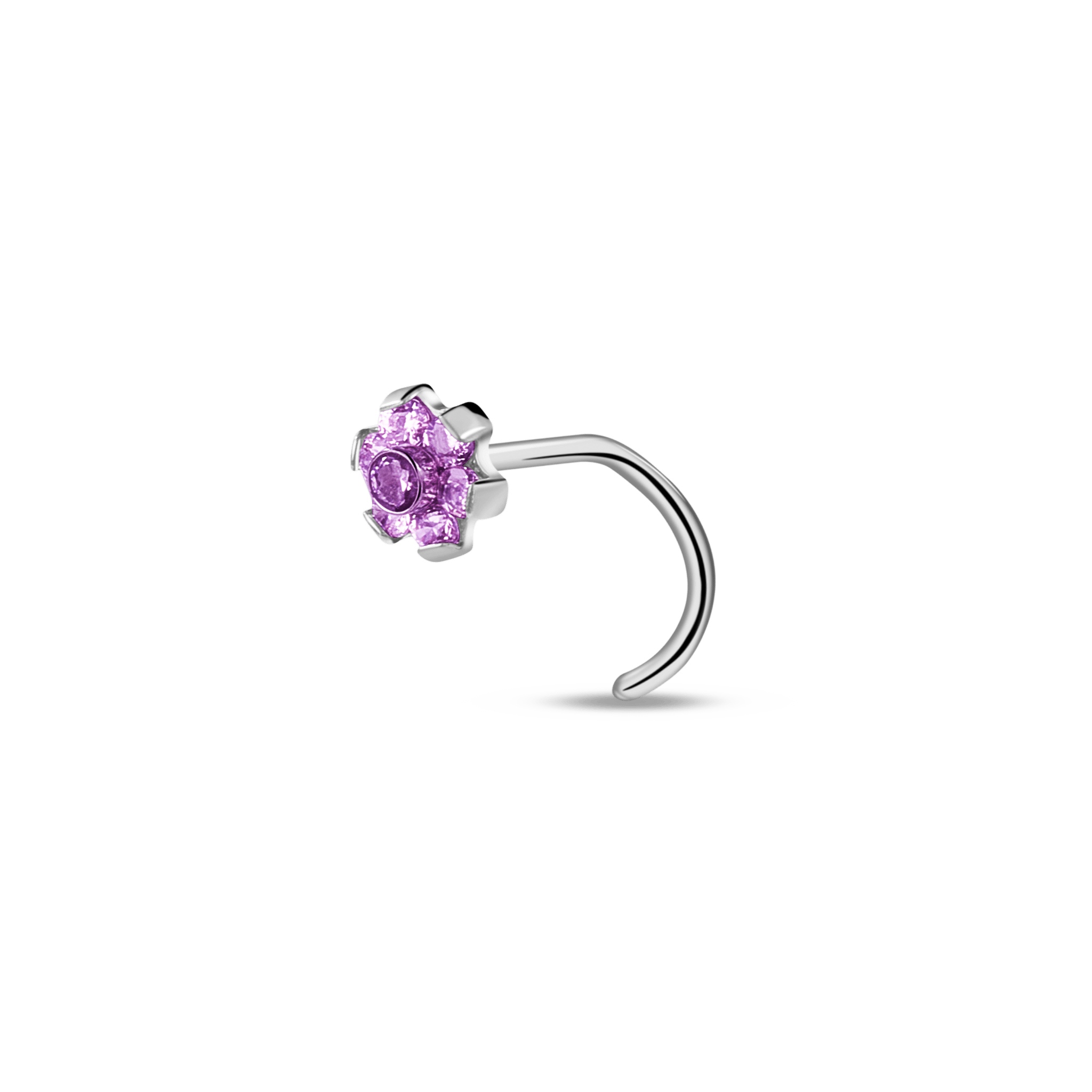 Piercing naso fiore viola in argento - NovaNavel