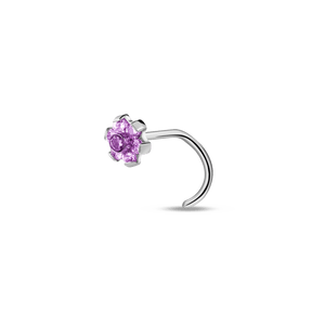 Piercing naso fiore viola in argento - NovaNavel
