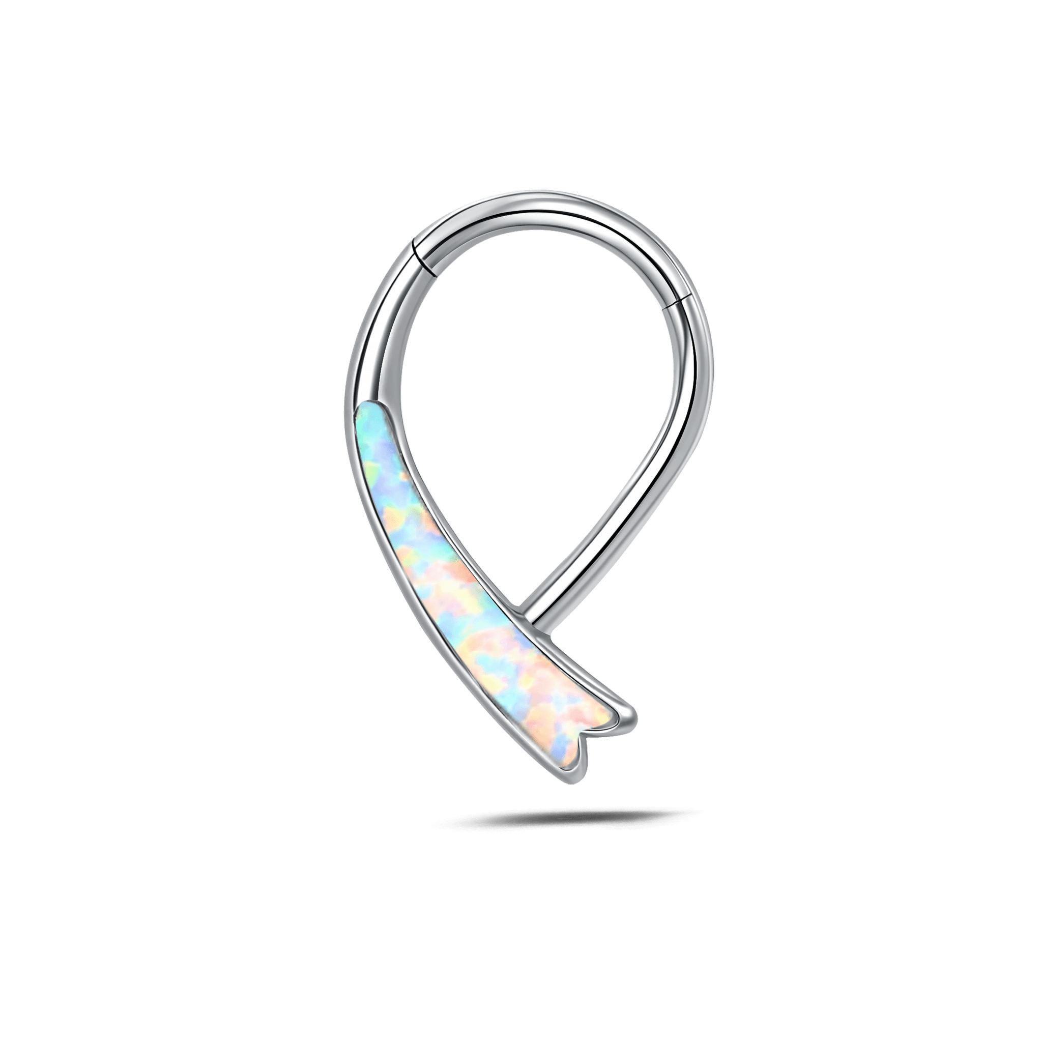 Piercing naso nodo bianco opale in argento - NovaNavel