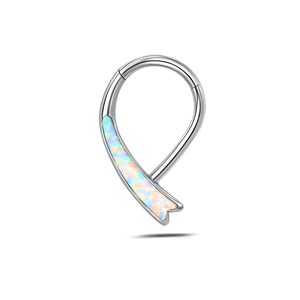 Piercing naso nodo bianco opale in argento - NovaNavel