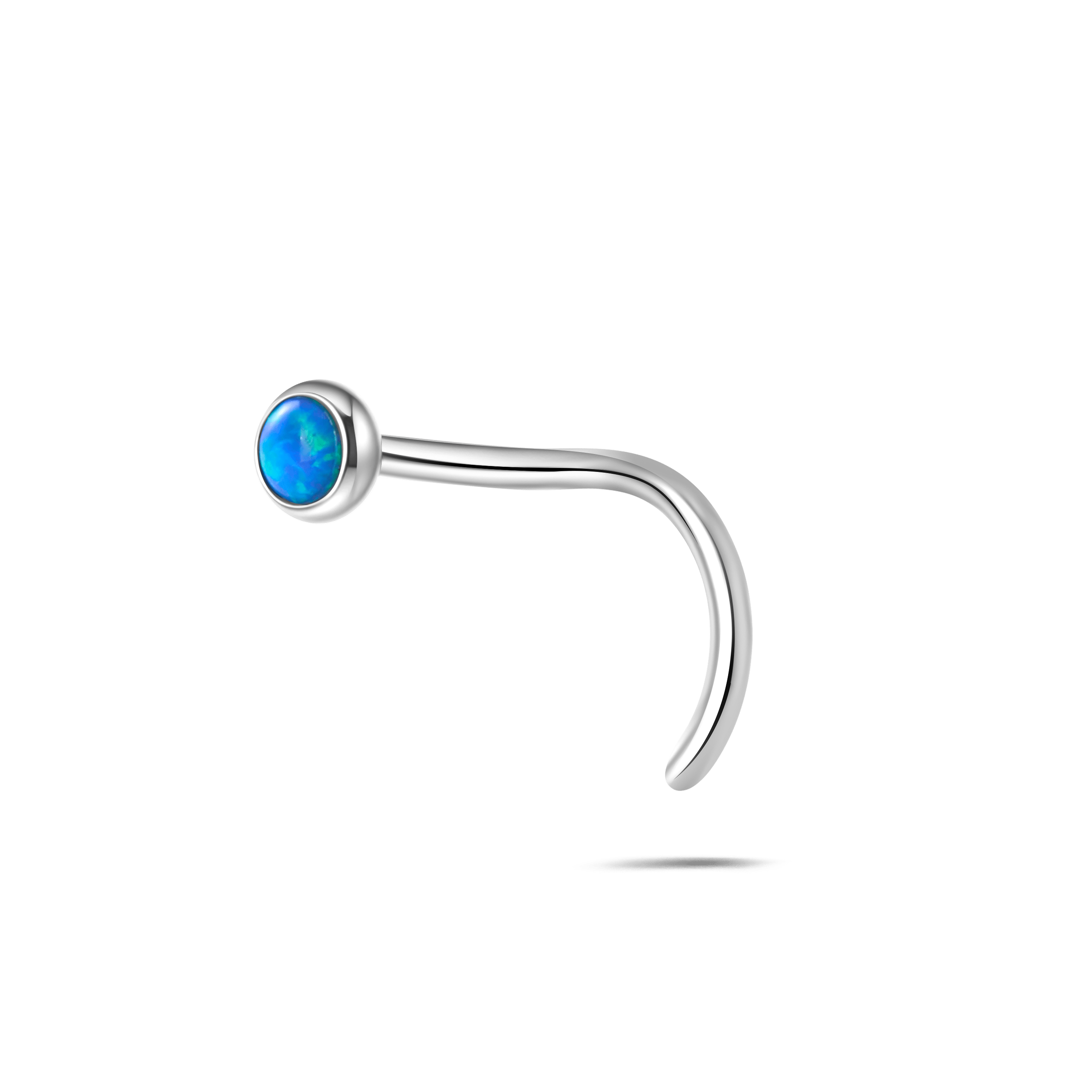 Piercing naso punto luce blu opale in argento - NovaNavel