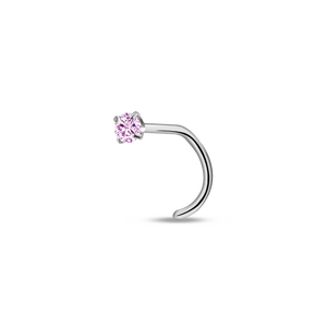 Piercing naso punto luce rosa in argento - NovaNavel