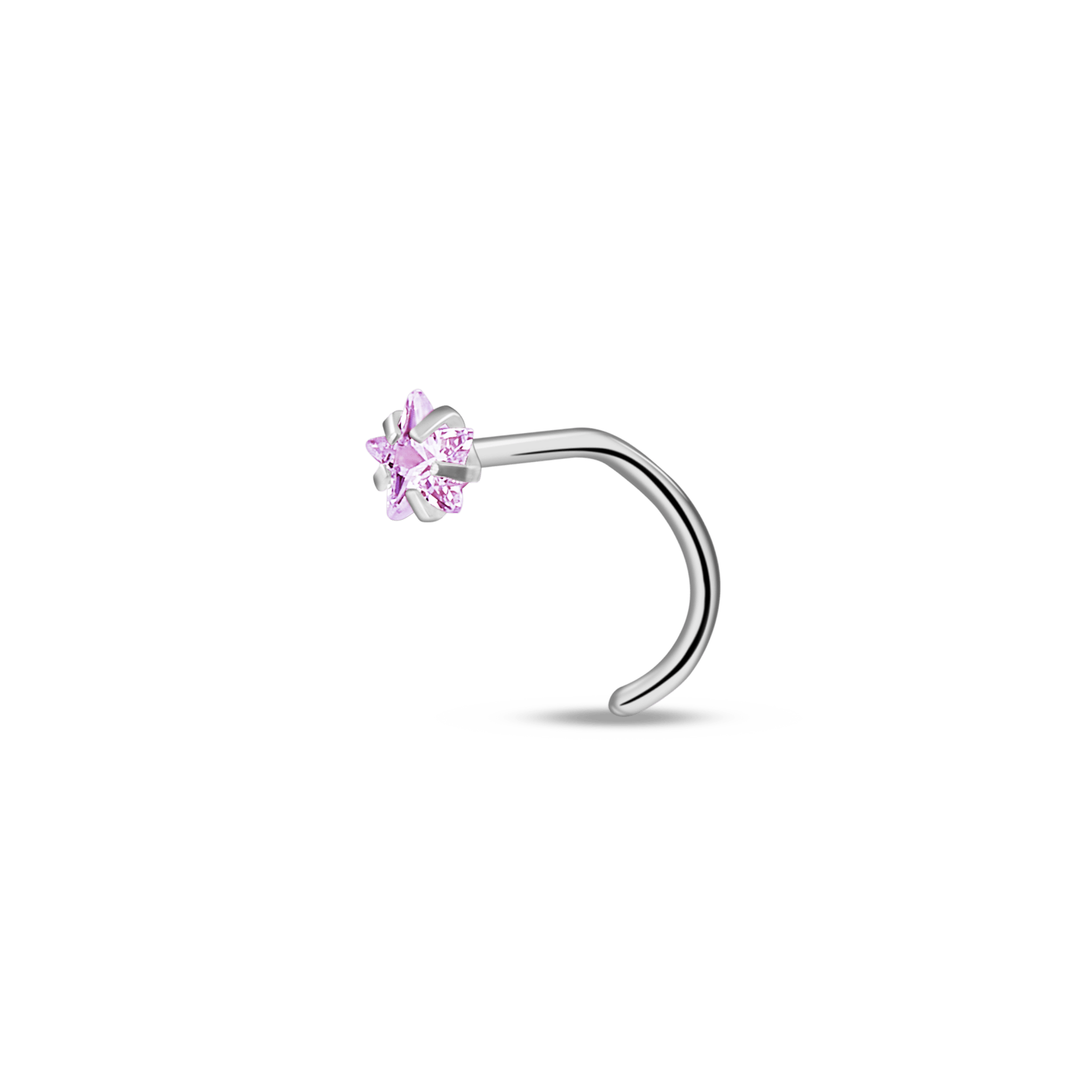 Piercing naso stella rosa in argento - NovaNavel