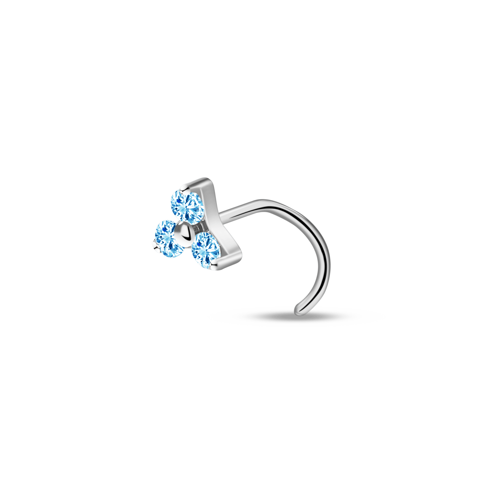 Piercing naso triangolo azzurro in argento - NovaNavel