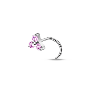 Piercing naso triangolo rosa in argento - NovaNavel