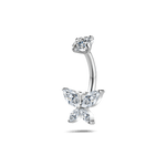 Piercing ombelico ali preziose bianco in argento - NovaNavel®