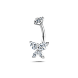 Piercing ombelico ali preziose bianco in argento - NovaNavel®