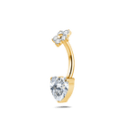 Piercing ombelico amore fiorito bianco in oro - NovaNavel®