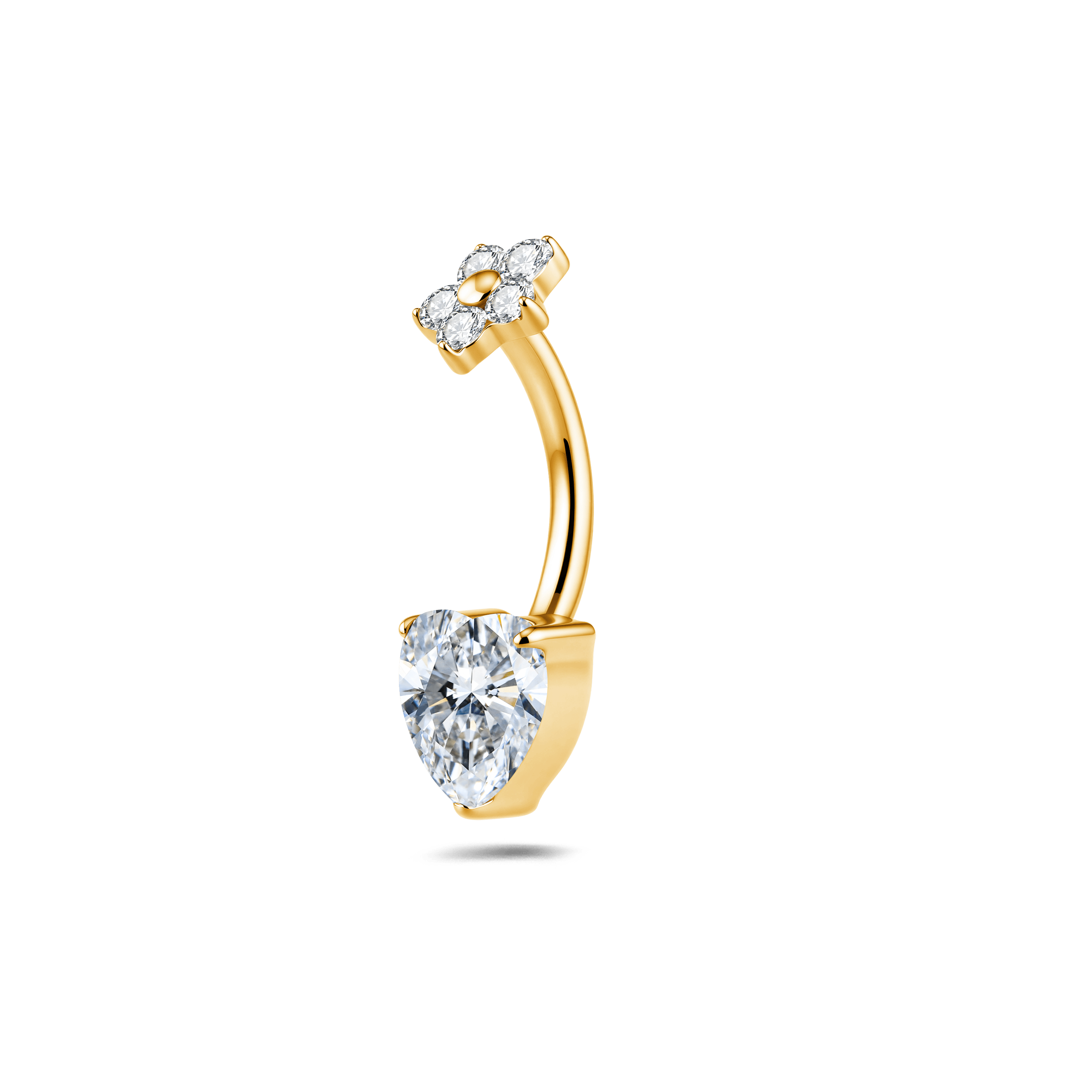 Piercing ombelico amore fiorito bianco in oro - NovaNavel®