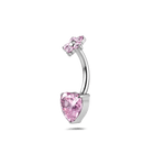 Piercing ombelico amore fiorito rosa in argento - NovaNavel®