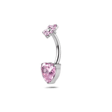 Piercing ombelico amore fiorito rosa in argento - NovaNavel®