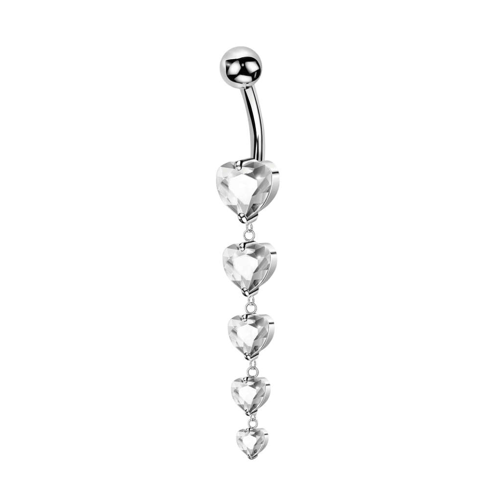 Piercing ombelico amore scintillante bianco in argento - NovaNavel®