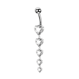 Piercing ombelico amore scintillante bianco in argento - NovaNavel®