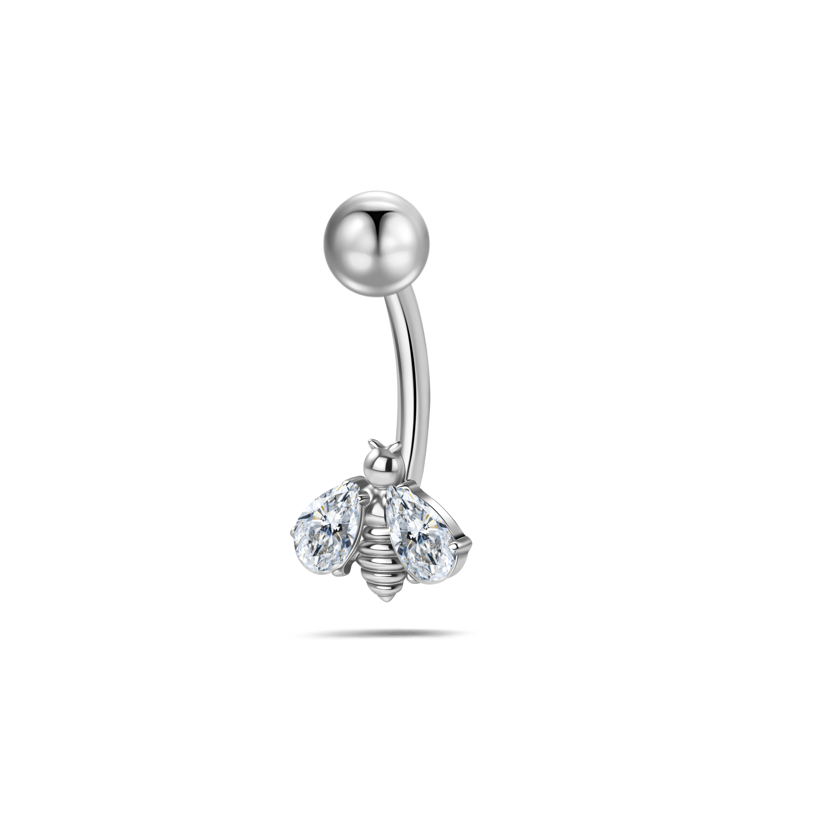 Piercing ombelico ape bianca in argento - NovaNavel