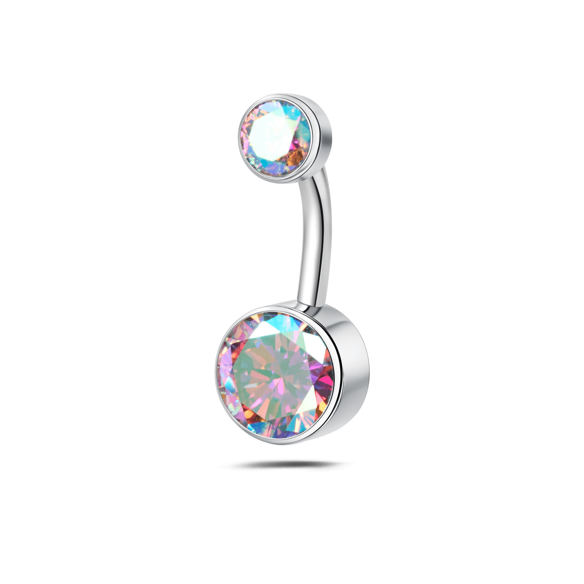Piercing ombelico base piatta aurora boreale in argento - NovaNavel