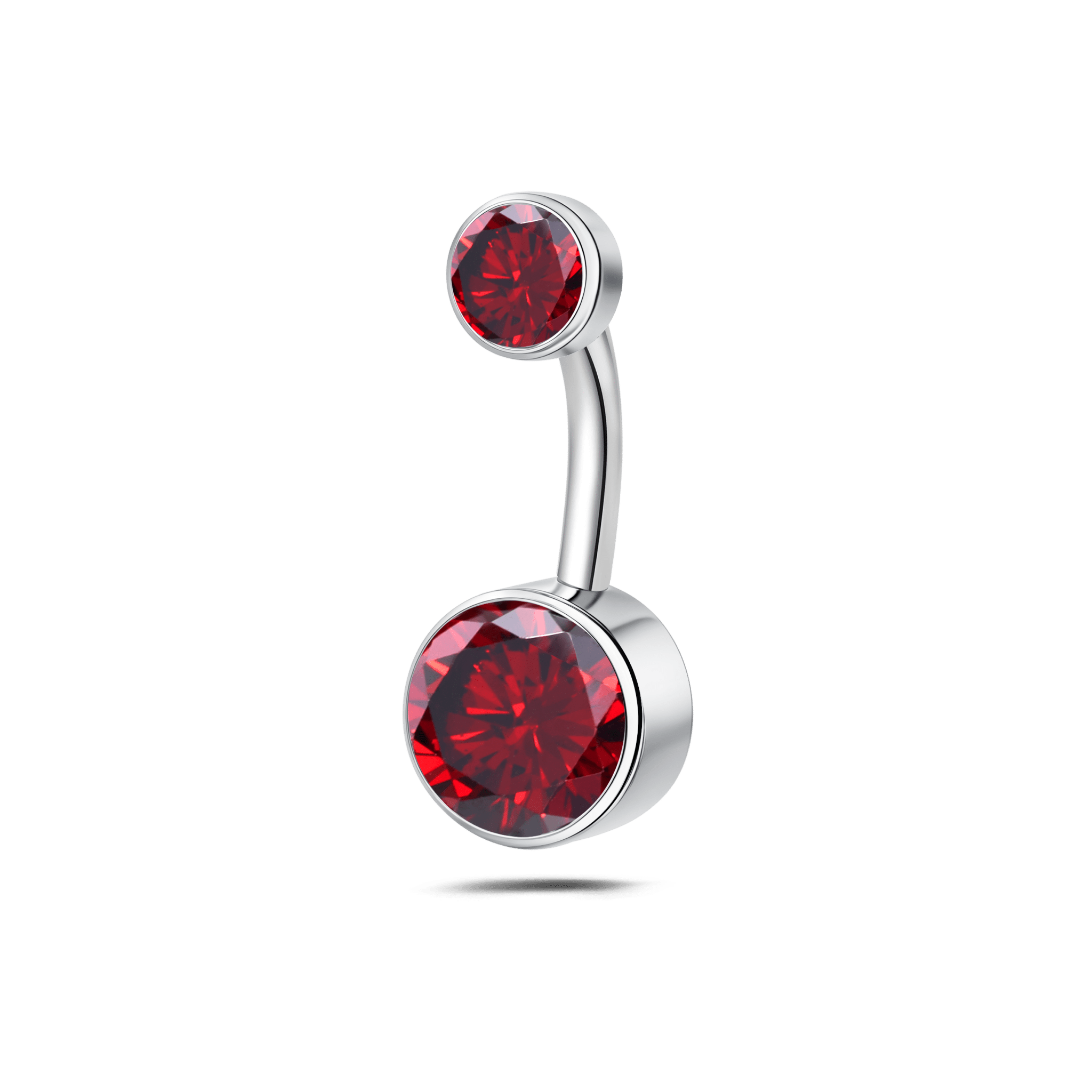 Piercing ombelico base piatta rosso in argento - NovaNavel