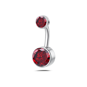 Piercing ombelico base piatta rosso in argento - NovaNavel