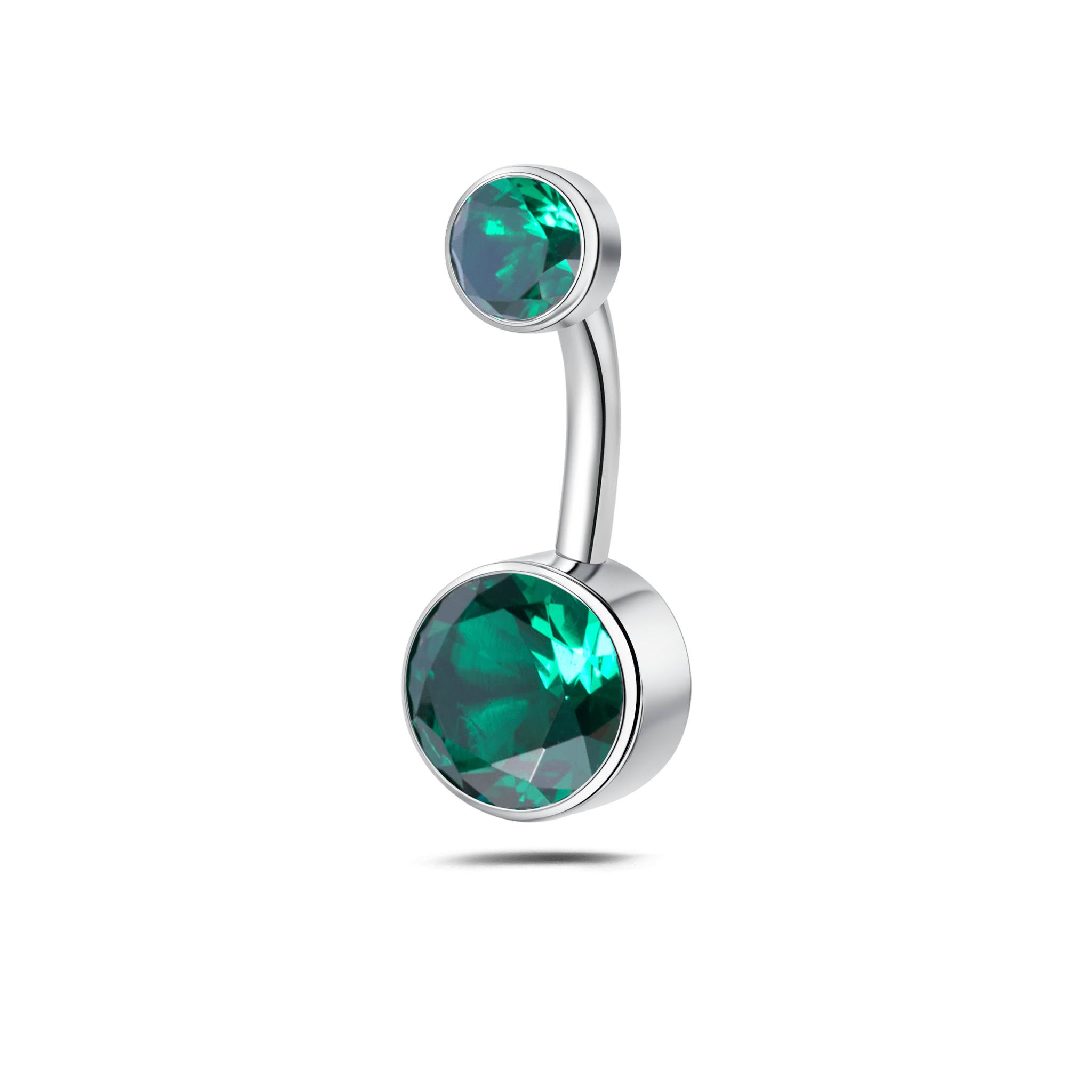 Piercing ombelico base piatta verde in argento - NovaNavel