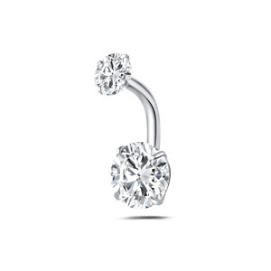 Piercing ombelico basic con cristalli bianchi in argento - NovaNavel