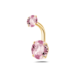 Piercing ombelico basic con cristalli rosa in oro - NovaNavel