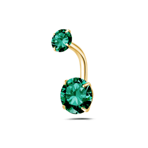 Piercing ombelico basic con cristalli verdi in oro - NovaNavel