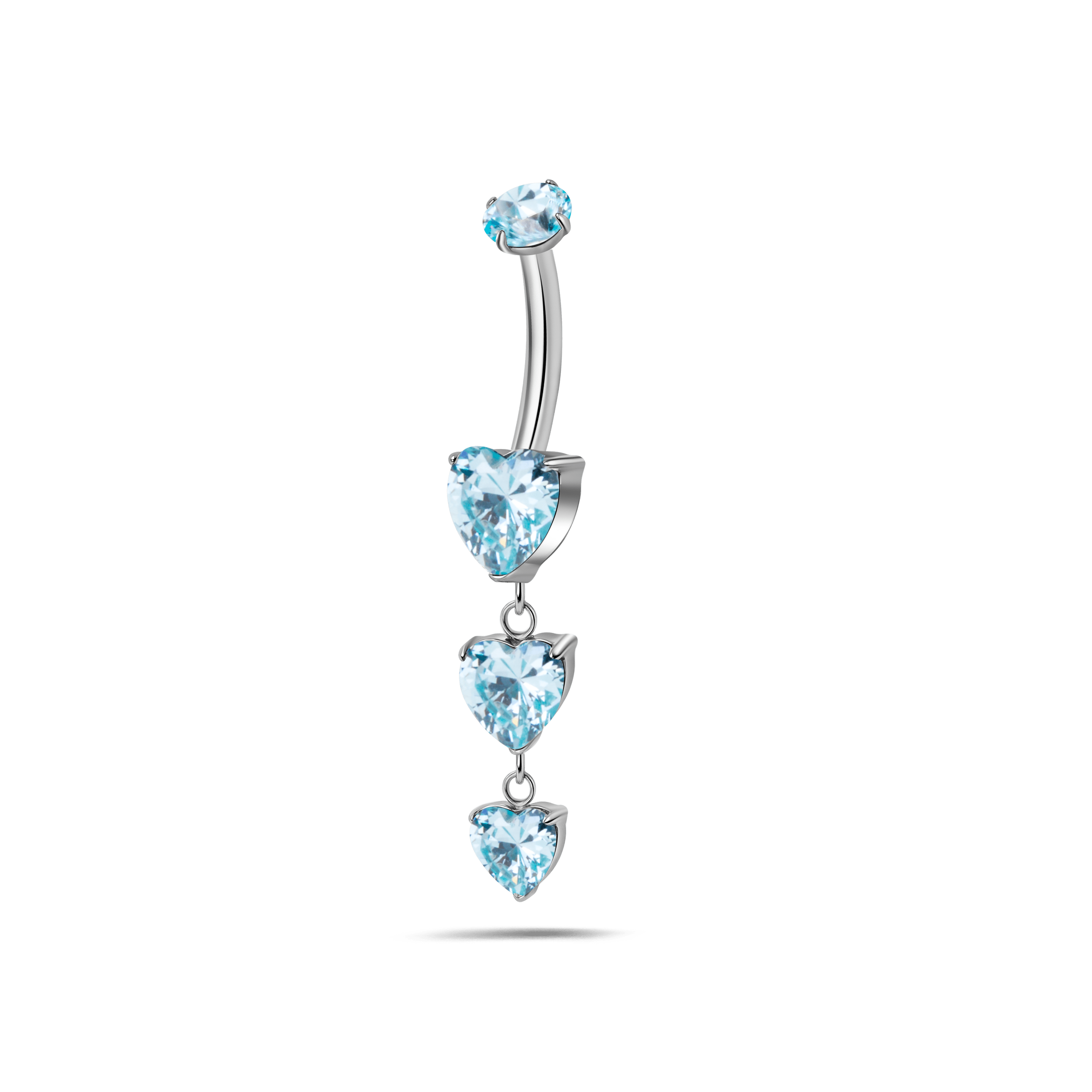 Piercing ombelico cascata di cuori azzurra in argento - NovaNavel