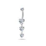 Piercing ombelico cascata di cuori bianca in argento - NovaNavel