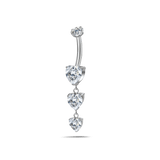 Piercing ombelico cascata di cuori bianca in argento - NovaNavel