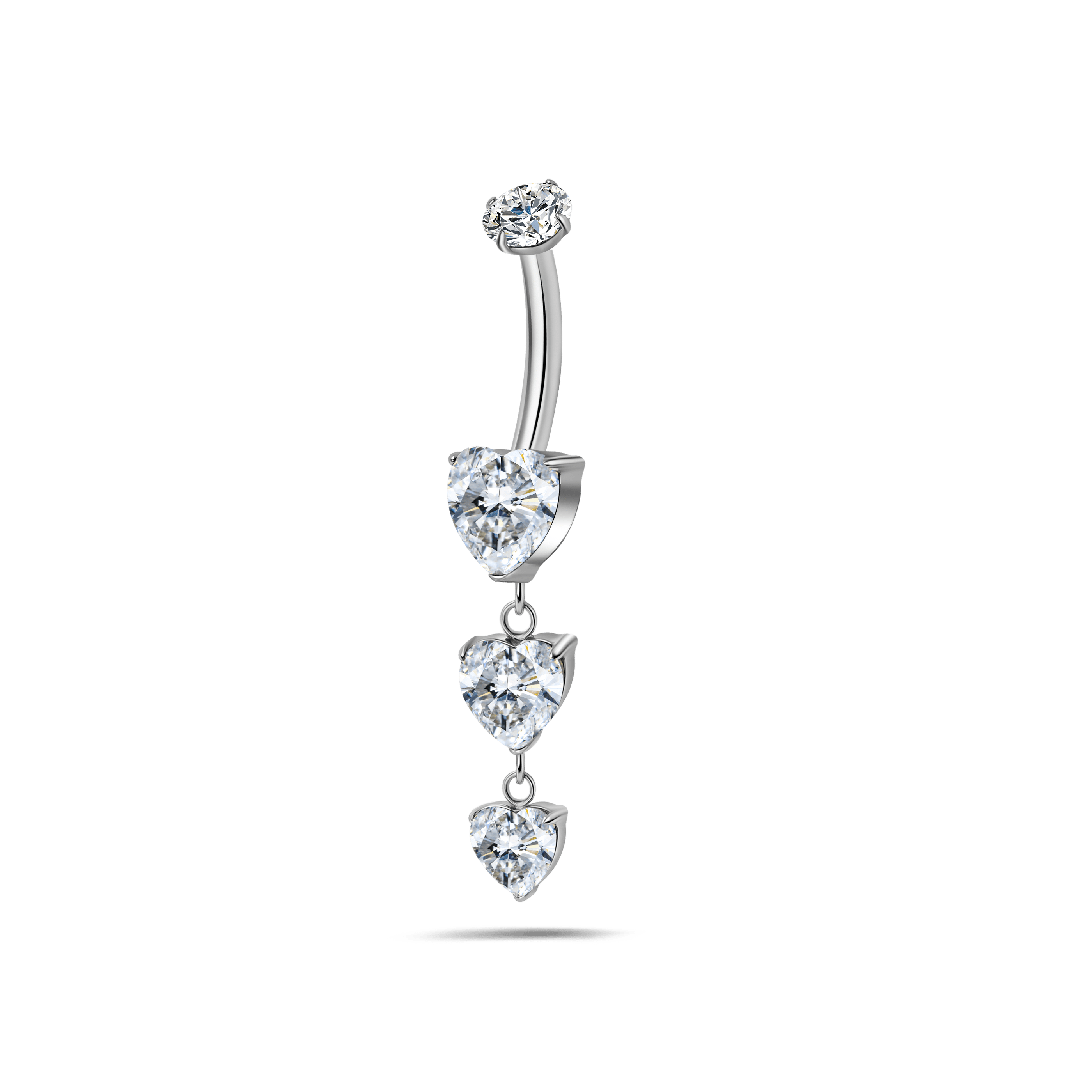 Piercing ombelico cascata di cuori bianca in argento - NovaNavel