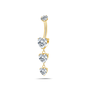 Piercing ombelico cascata di cuori bianca in oro - NovaNavel