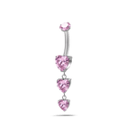 Piercing ombelico cascata di cuori rosa in argento - NovaNavel