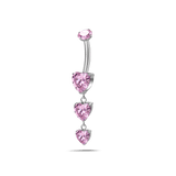 Piercing ombelico cascata di cuori rosa in argento - NovaNavel