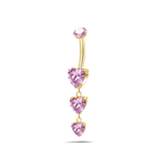 Piercing ombelico cascata di cuori rosa in oro - NovaNavel