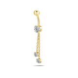 Piercing ombelico catenina con punti luce bianchi in oro - NovaNavel