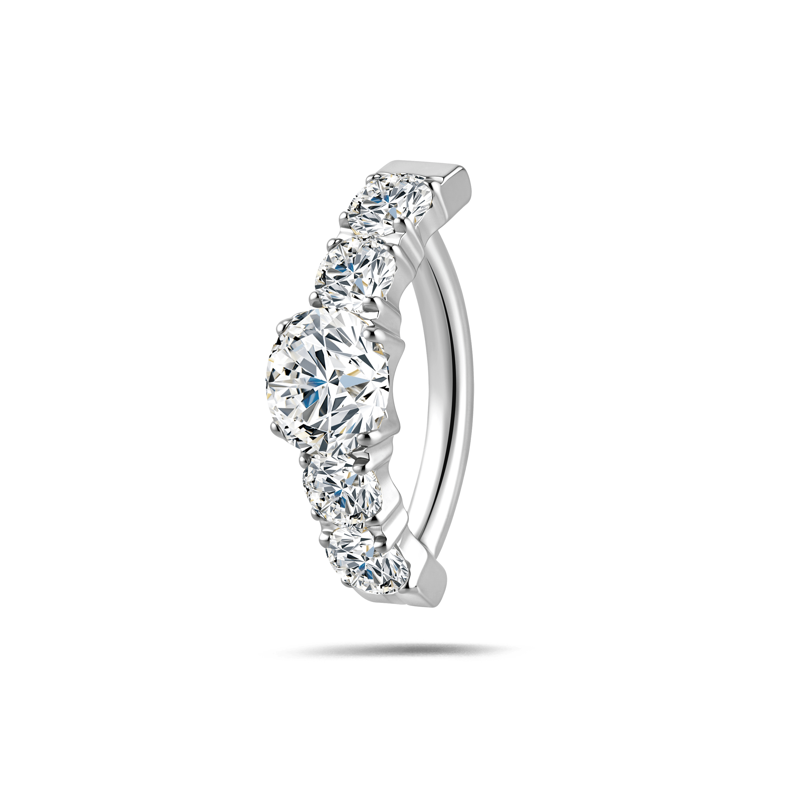 Piercing ombelico cerchietto brillante bianco in argento - NovaNavel®