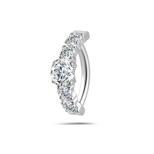 Piercing ombelico cerchietto brillante bianco in argento - NovaNavel®