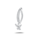 Piercing ombelico cerchietto con farfalla bianca in argento - NovaNavel