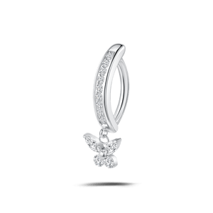 Piercing ombelico cerchietto con farfalla bianca in argento - NovaNavel