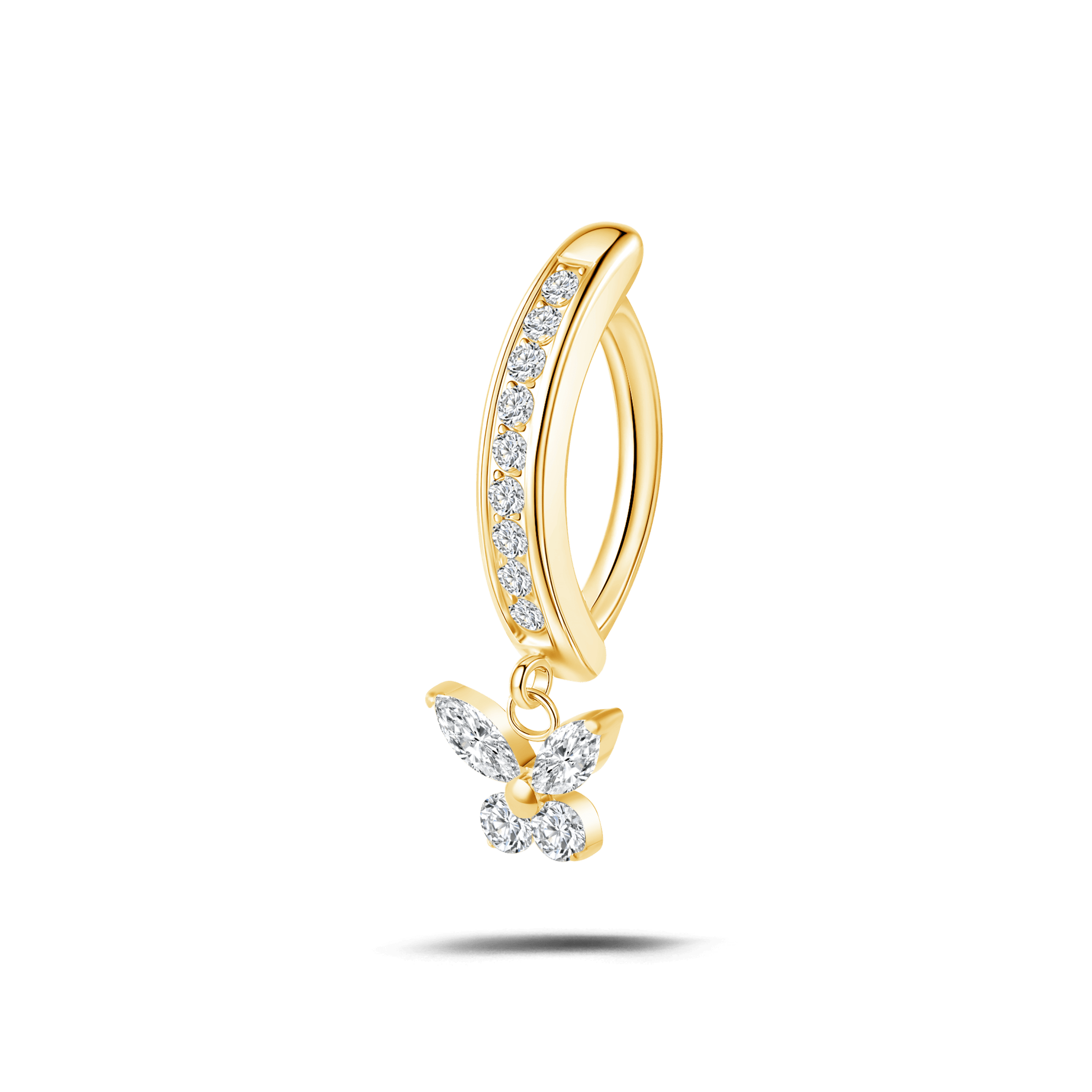 Piercing ombelico cerchietto con farfalla bianca in oro - NovaNavel