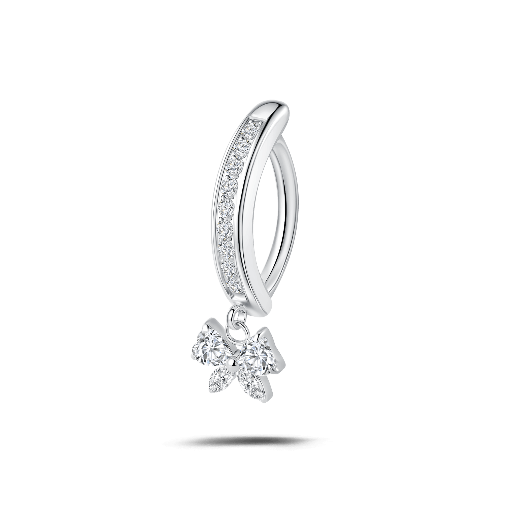 Piercing ombelico cerchietto con fiocco bianco in argento - NovaNavel