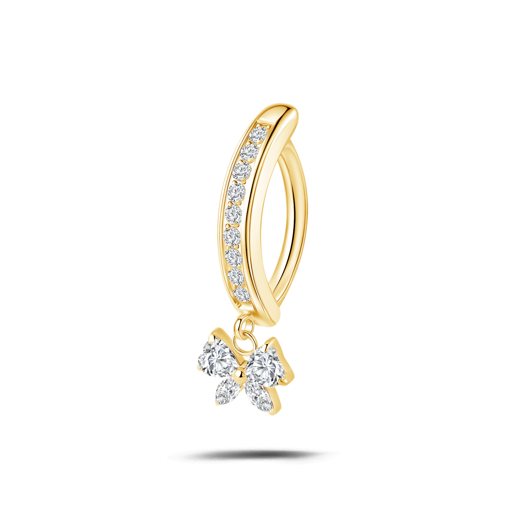 Piercing ombelico cerchietto con fiocco bianco in oro - NovaNavel