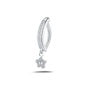 Piercing ombelico cerchietto con fiore bianco in argento - NovaNavel