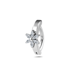 Piercing ombelico cerchietto con margherita bianco in argento - NovaNavel®