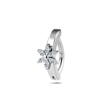 Piercing ombelico cerchietto con margherita bianco in argento - NovaNavel®