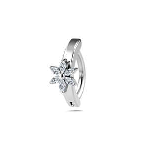 Piercing ombelico cerchietto con margherita bianco in argento - NovaNavel®