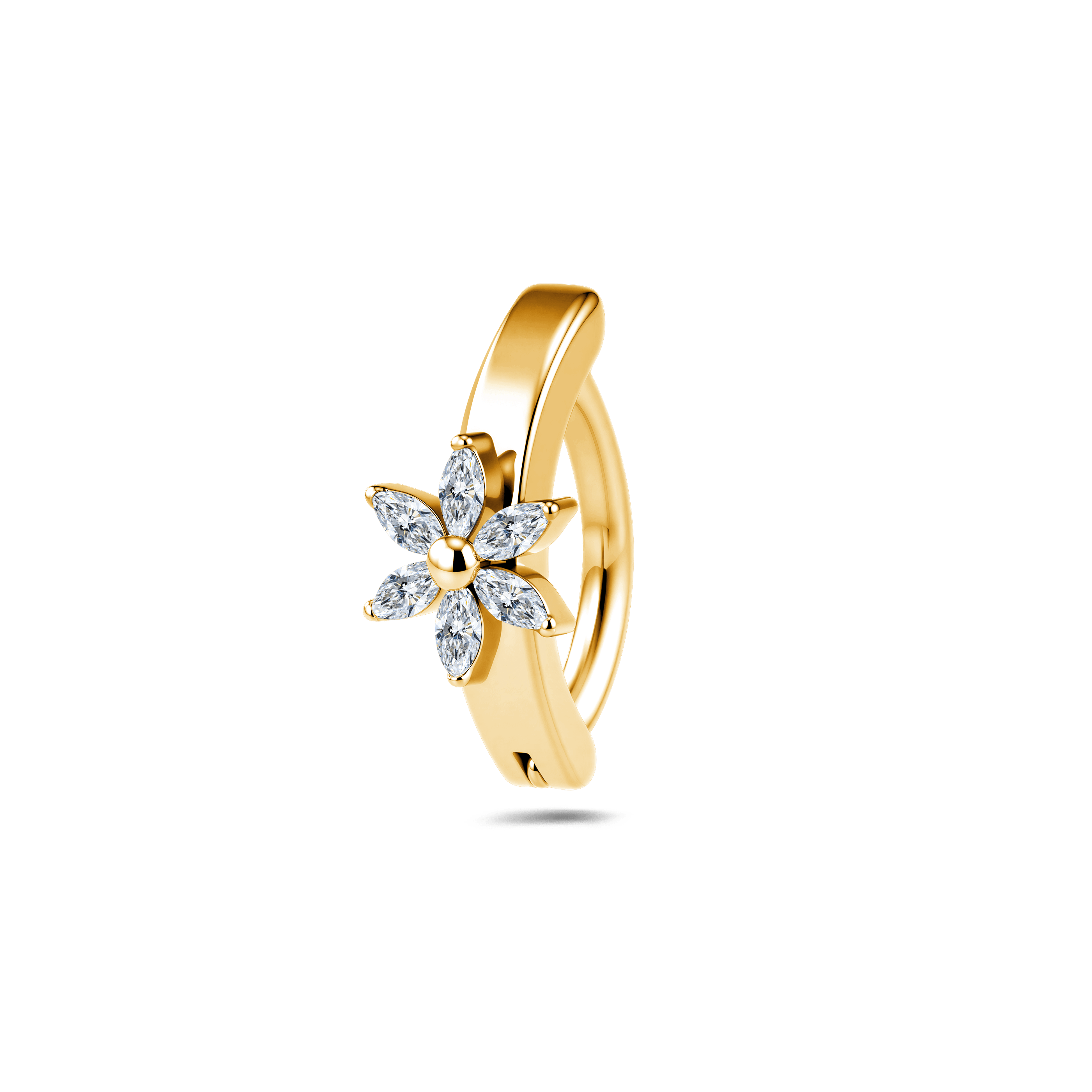 Piercing ombelico cerchietto con margherita bianco in oro - NovaNavel®