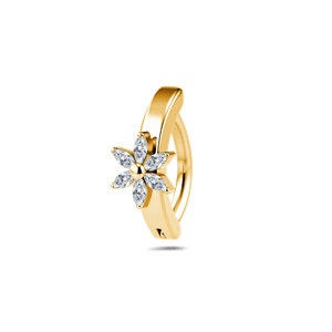 Piercing ombelico cerchietto con margherita bianco in oro - NovaNavel®