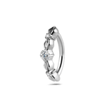 Piercing ombelico cerchietto con punto luce bianco in argento - NovaNavel®